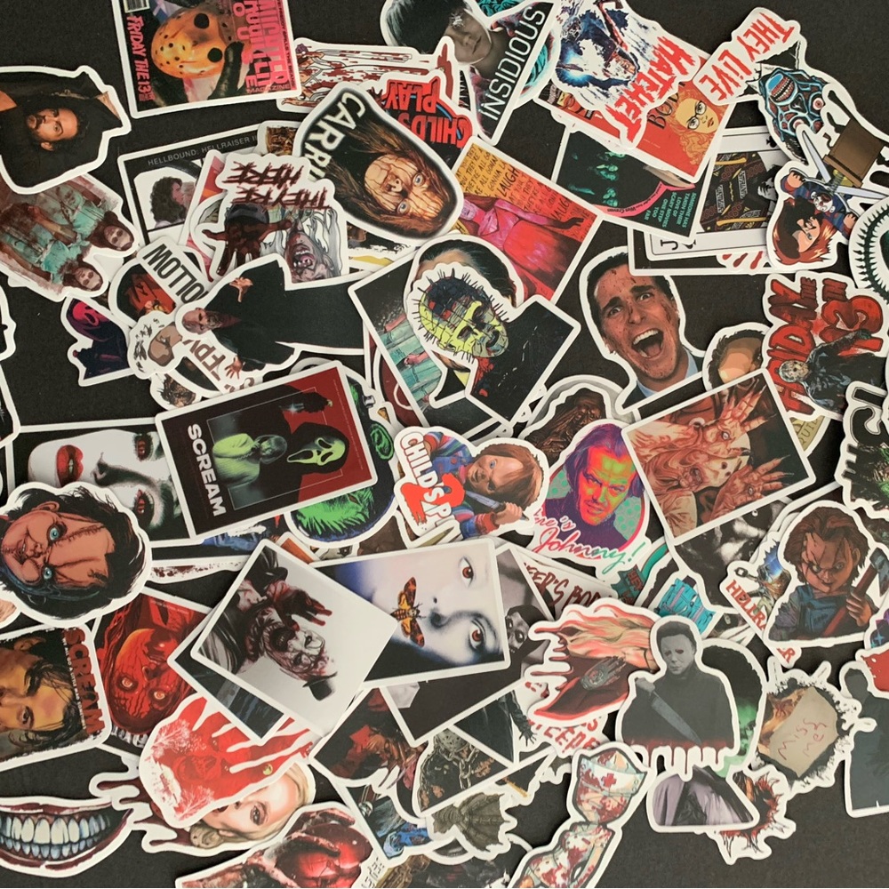 100 sticker decals scary horror movie theme variety lot